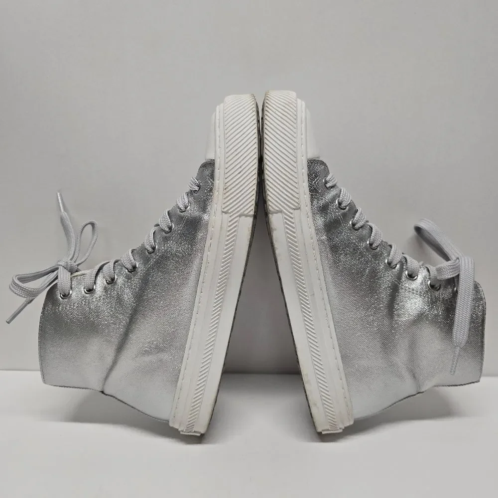 Stuart Weitzman Ollie High-top Silver sneaker boots Women's 8
